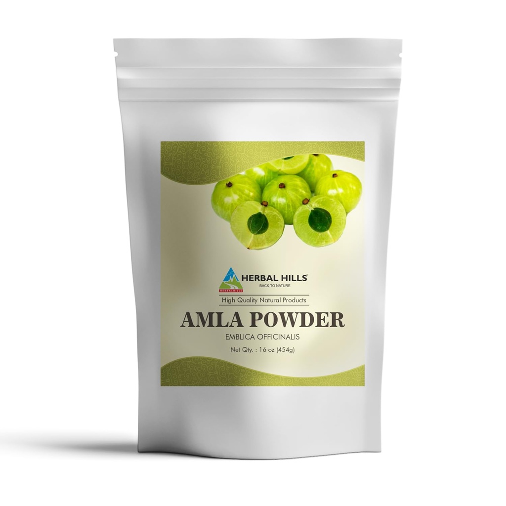 HERBAL HILLS Amla Powder 454 GMS India Goeseberry Embilica Rich di Antioksidant (16 Ounce Pack of 1)