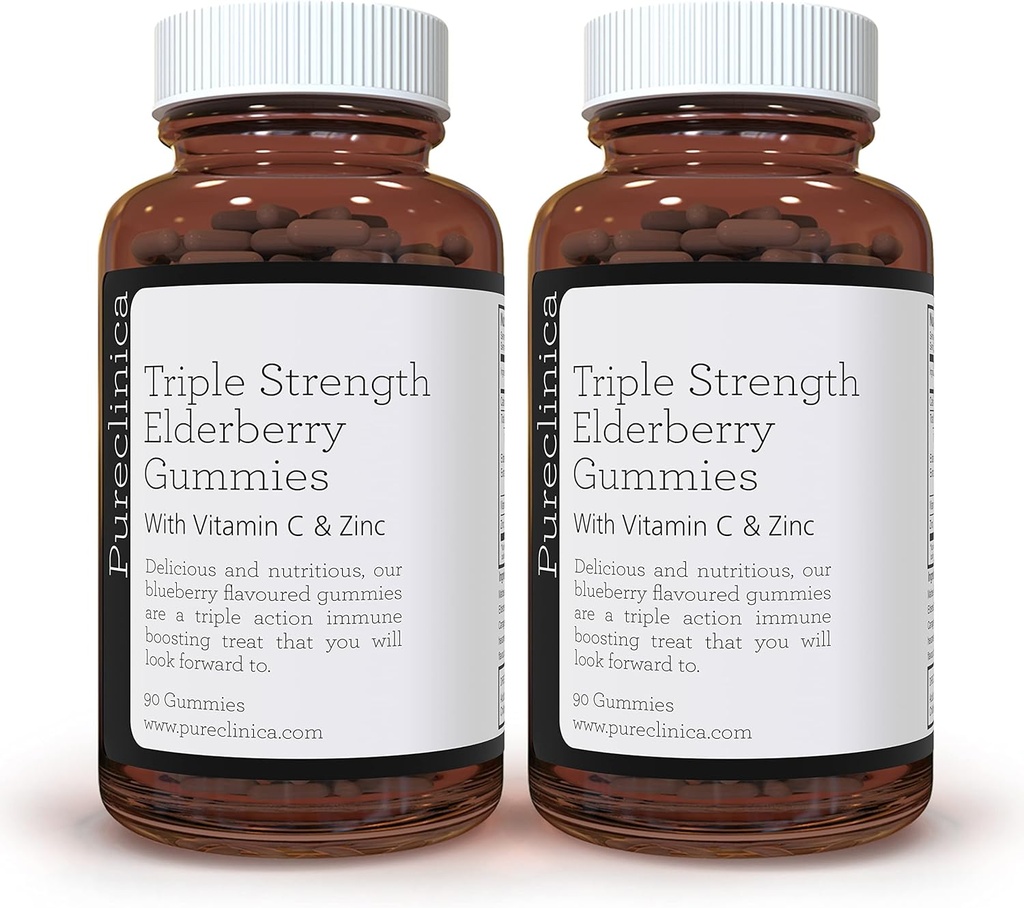 Puberica Triple Power Ammune Support - Elderberry Gummies with Vitamin C & Zinc x 180 Gummies (2 Botol 90) - up to 6-Bulan Suppply!