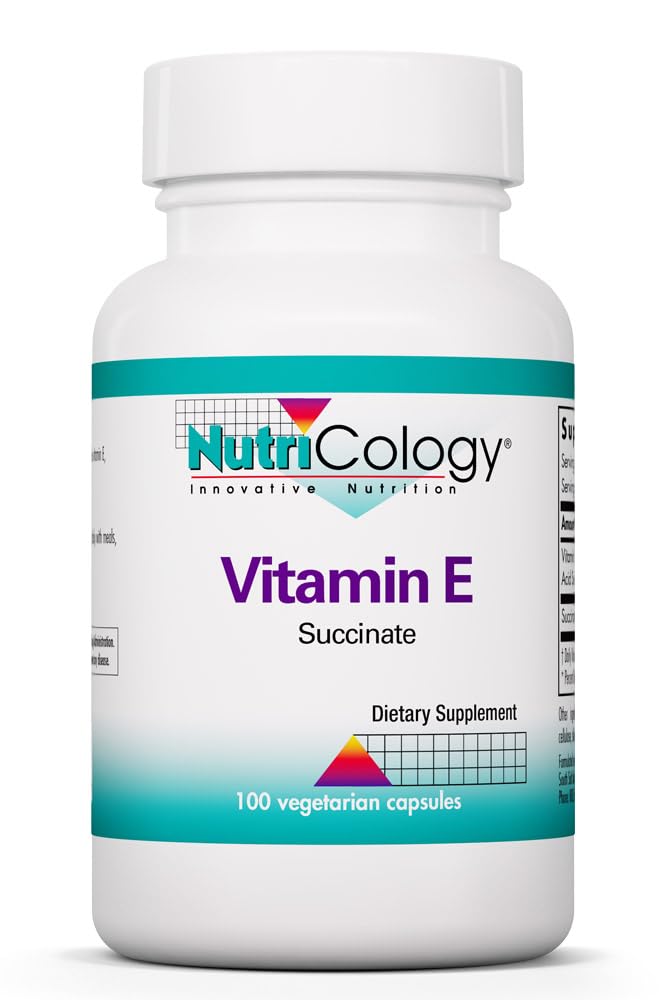 Nutricology Vitamin E Succinate Suplement - for Men & Women, 400 IU D-Alpha- Tocopheryl, Antioksidant, Vegetarian Capsules - 100 Count