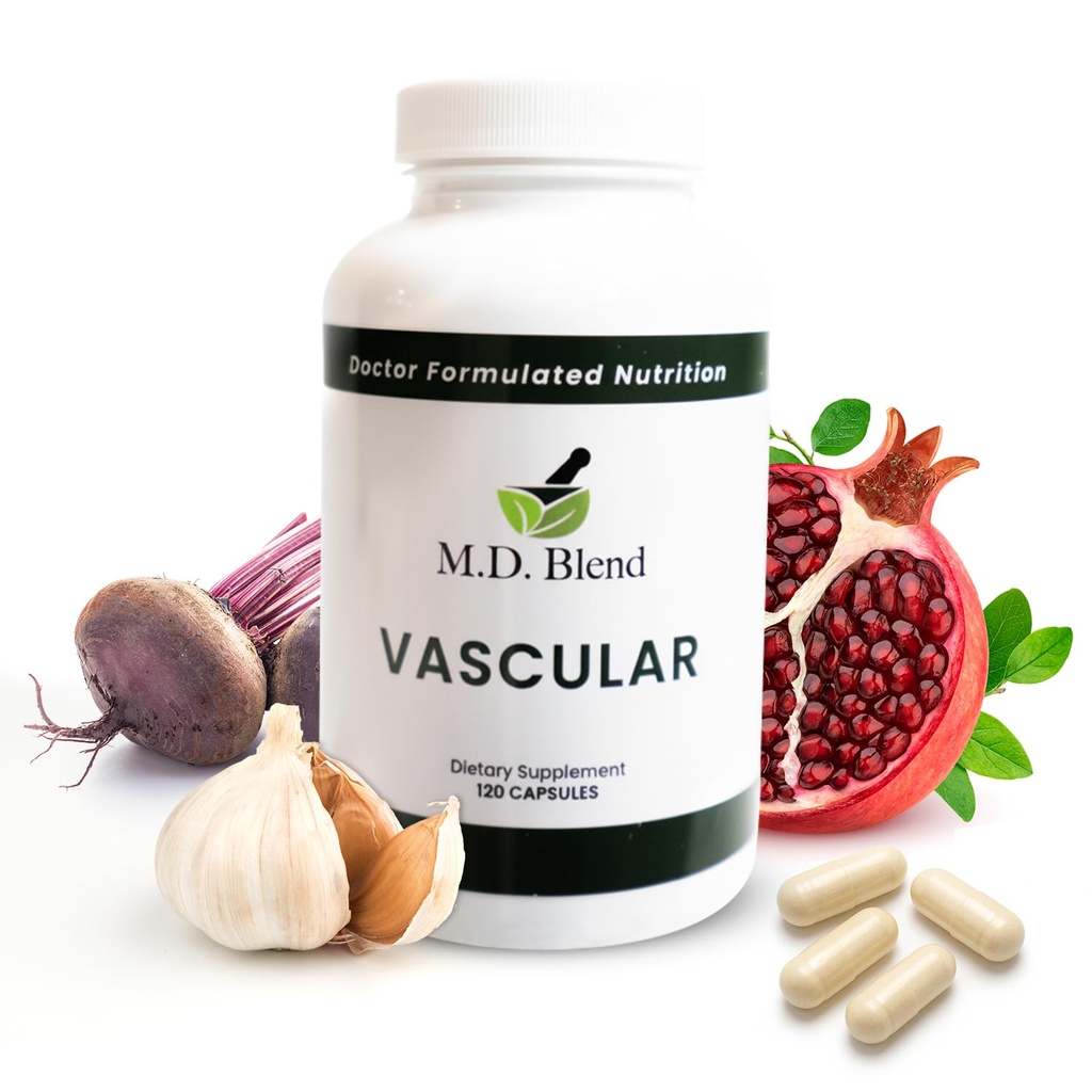 M.D. Vascular - Formulation Expert Formulation - Vascular & Overall Wellness Goals - Proper Flow, Numbers, Sality, Ginger, L- Arginine, Pomegranate - 120 Kapsul (Pack 1)