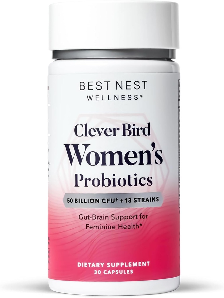 Best Nest Wellness Women 's Program- Gut & Brain Health Supplement - Formula dengan Multiple Probiotic Strains - Digetical Suppplemen Perempuan - 30 Kapsul