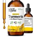 Liquid Suplemen Turmeric & Organik - Dukungan Bersama - Kurcumin Turmeric dengan Ekstrak Pepper Hitam - Kurcumin Root Drops - Vegan, Gula & Alcohol- Free Ticture - 2 fl oz