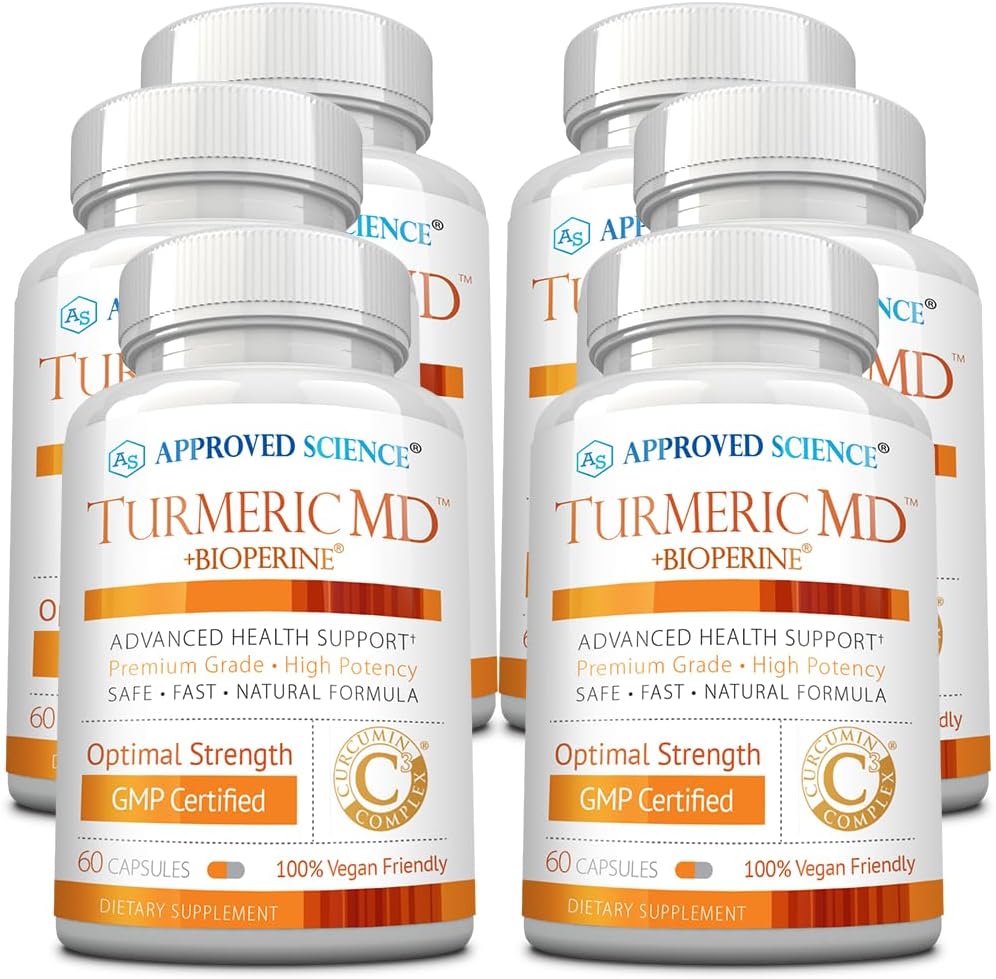 Disetujui Ilmu Pengetahuan Turmeric MD - dengan BioPerine & 95% Standardized Turmeric Curcuminoid - 360 Capsules (Supply 6 Bulan)