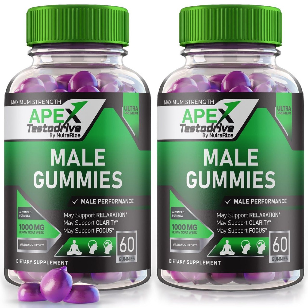 (2 Pack) Apex Testodrive, Apex Testadrive Dieter Suplement for Men, Apex Testodrive Won All-Natural Formula untuk Semua Wellness dan Performance Peak, Apex Testo Drive Gomitas Review (120 Gummies)