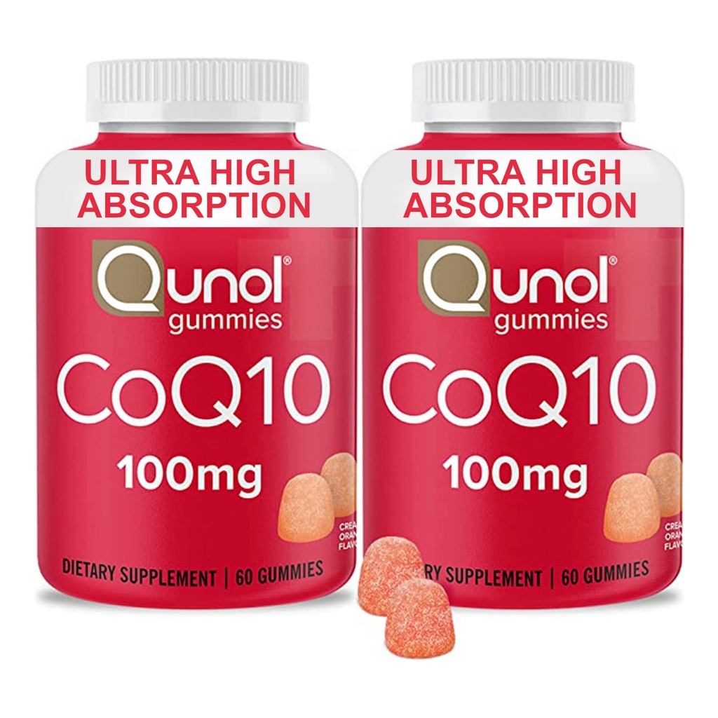 Qunul CoQ10 Gummies, CoQ10 100mg, Suplemen Gummy Delicious Delicious, Membantu Kesehatan Jantung, Vegan, Gluten Bebas, Ledakan Tinggi Ultra, 2 Pasokan Bulan (60 Count, Paket 2)