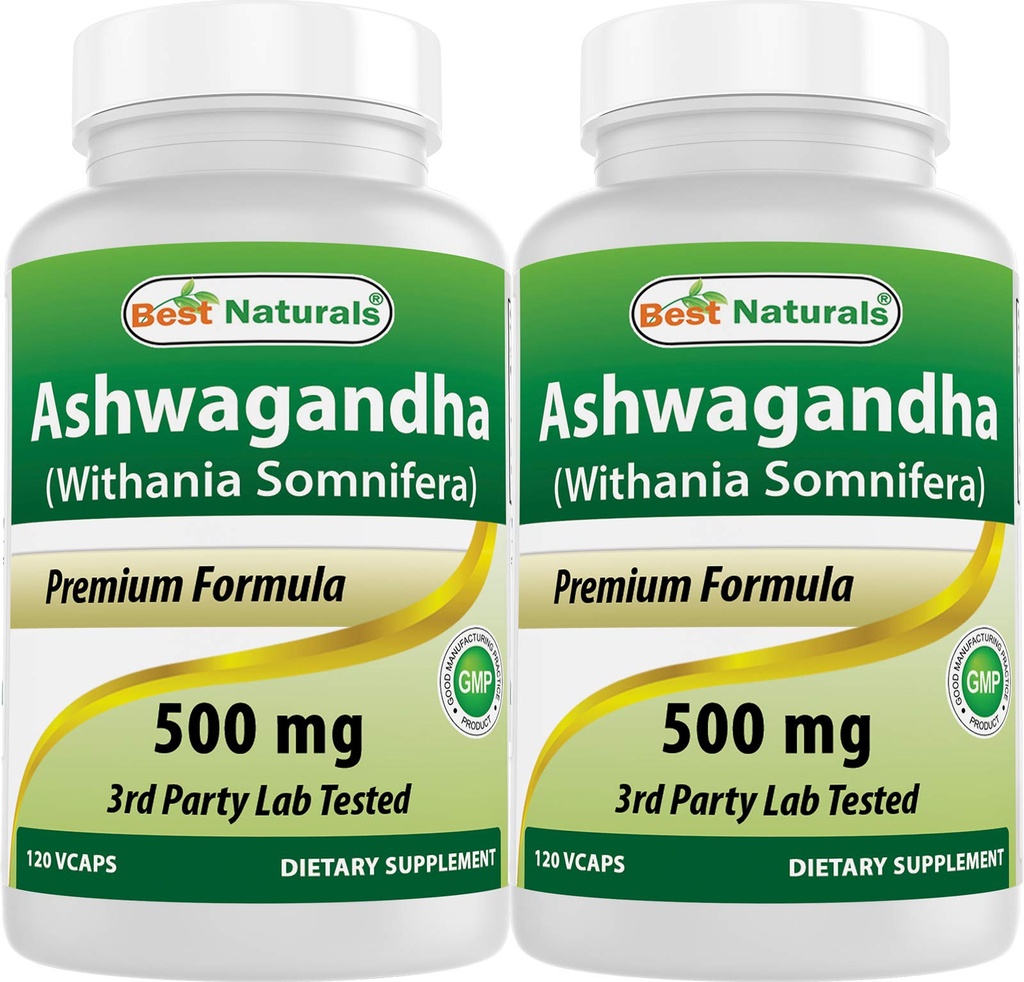 Best Companals 2 Pack Ashwagandha Capsules for Relaxing Stress and Mood, 500 mg, 120 Count (Total 240 Kapsul)