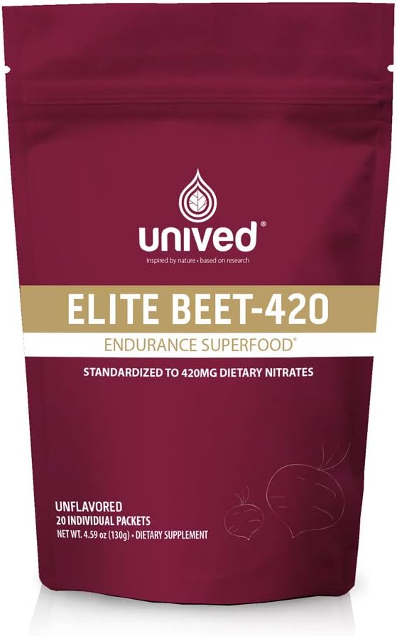 Unived Elite Beette -420; Beetroot Extract standardized ke 6,5% Nitrate Dietary, 420mg Nitrate Per Serving 124; Endurance Superfood untuk Atletes 124; Vegan, Caffeine- Free, Pre-Workout 124; 20 Servings
