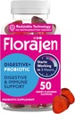 Floragen Organic Probiotic Gummies for Women & Men - Gut Health & Ammune Supplemen Dukungan - Sembelit & Bloating Relief - 50 Gummies