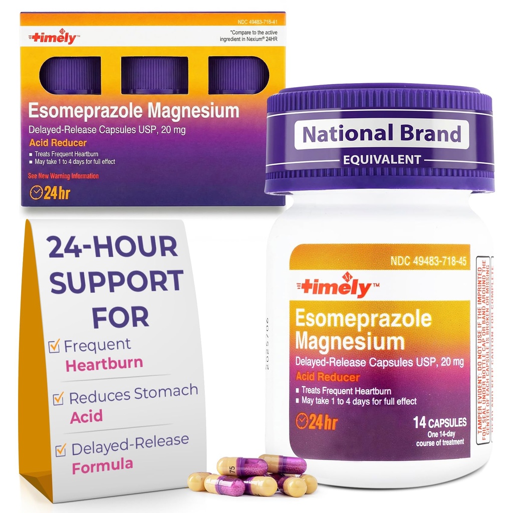 Tite Esomeprazole Magnesium 20mg Pill Antax - Esomeprazole Acid Reducer, Relief Freedburn & Acid Reflux Medicine - 24 Hour Esomeprazole Delayed Capsules - 42 Count