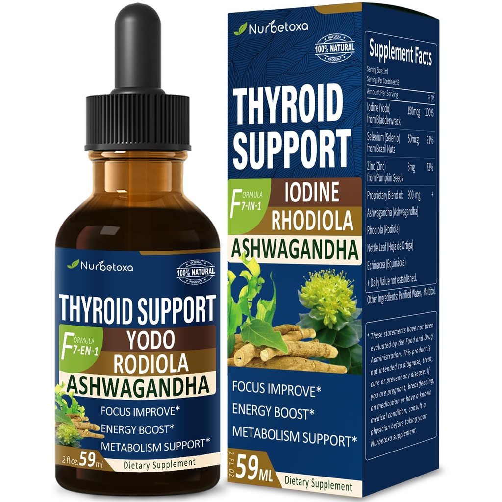 Dukung Drops - Liquid Iodin Supplement, Gotas de YODO y Selenio para Tiroides, Con Rodiola Semenovii y Ortiga, Fight Brain Fog w / Ashwagandha & Rhodiola Extract Tinture.2