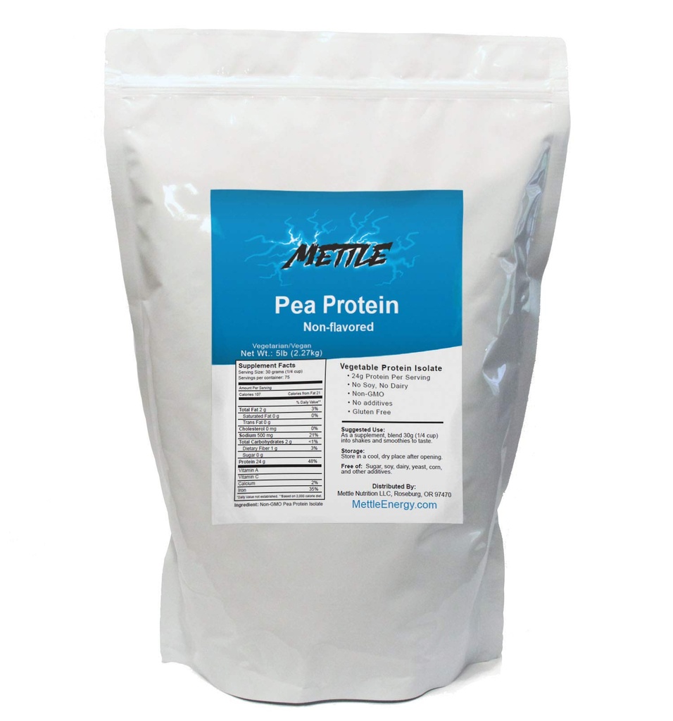 Pea Protein Powder - 5 Pound - Bulk Pure Suplement (Unflafected) - Mettle Pea Protein Isolate