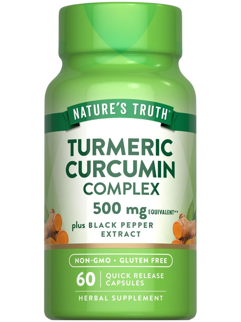 Nature 's Truth Turmeric Curcumin dengan Black Pepper Extract 124; 60 Capsules 124; Non-GMO dan Gluten Free Complex Suplement