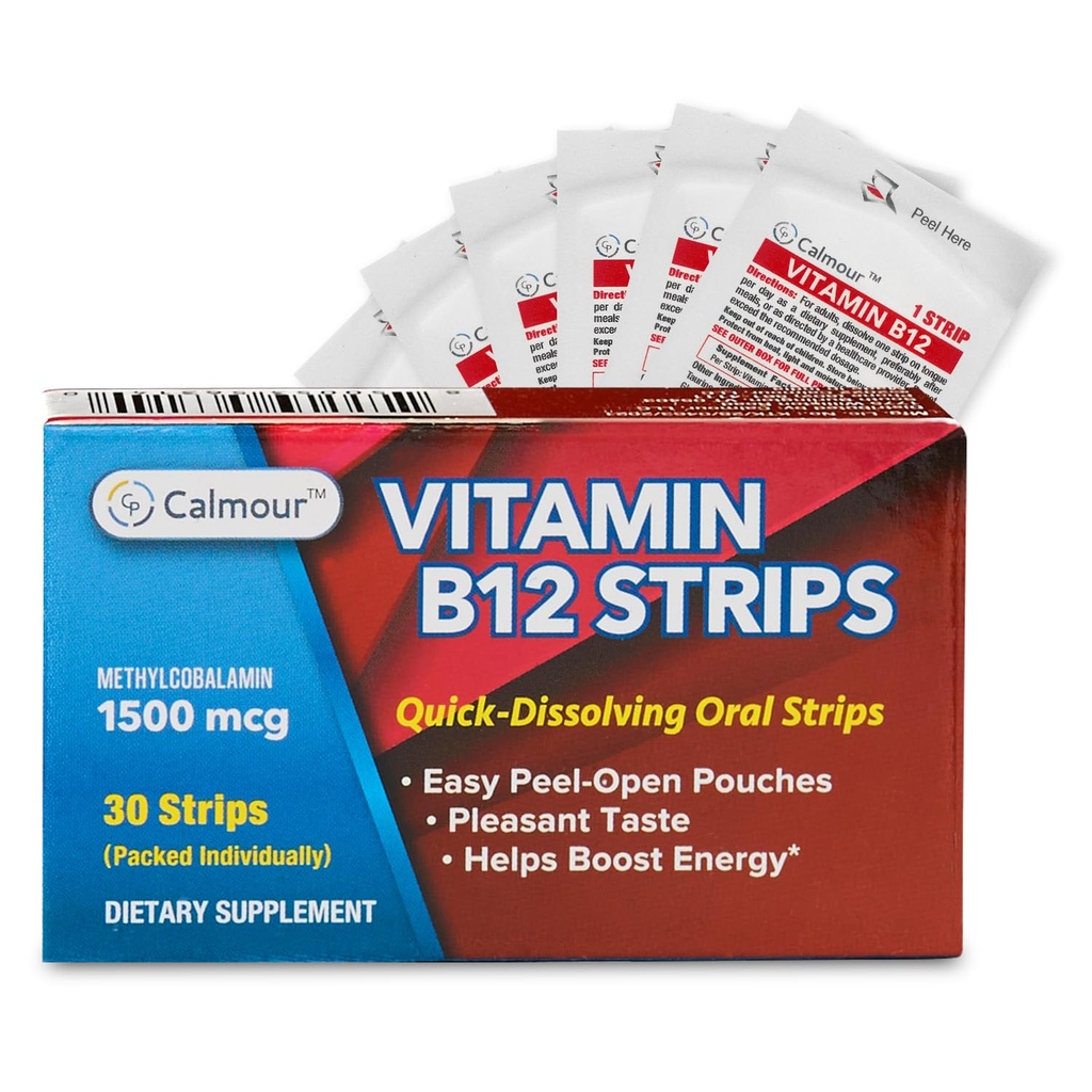 Vitamin B12 Strips 30 Pack 124; Easy Oral Dissolable Mint Flavored Strips 14; 1500 mcg Strips 124; VIT B12 Dissolve Under Tongue 124; Methyycobalamin B-12 Vitamin Formula 1254; Vegan Friendly & Gluten Free