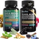 Boysea. Shilajit and Sea Moss Bundle- 90 Count - Sea Moss, Black Seed Oil, Ashwagandha, Ginger & Shilajit, Rhodiola Rosea, All in 1 Suplemen (1 Pc)