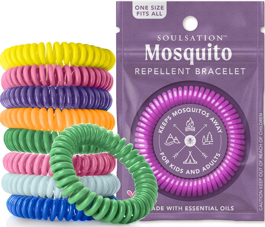 15 Pack Mosquito Repellent Bracelet, DEET-Free for Kids & Adults, Individually Wrapped Band