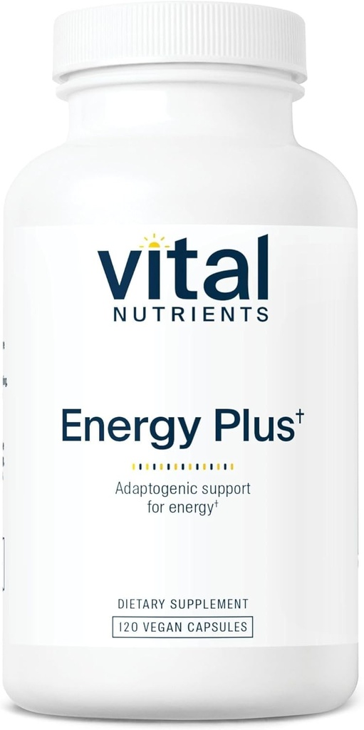 Vital Nutrients Energy Plus Nonstilation Herbal Energy Dukung: Prootes Mental & Fisik Stamina 124; Adaptogenic Dukungan untuk Stress 124; Gluten, Dairy, Soy Free 124; Non-GMO 124; 120 Capsules