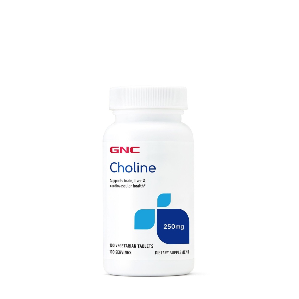 GNC Choline 250mg 124; Pasokan Otak, Hati dan Kesehatan Kardiovaskular 124; Vegetarian 124; 100 Cacah