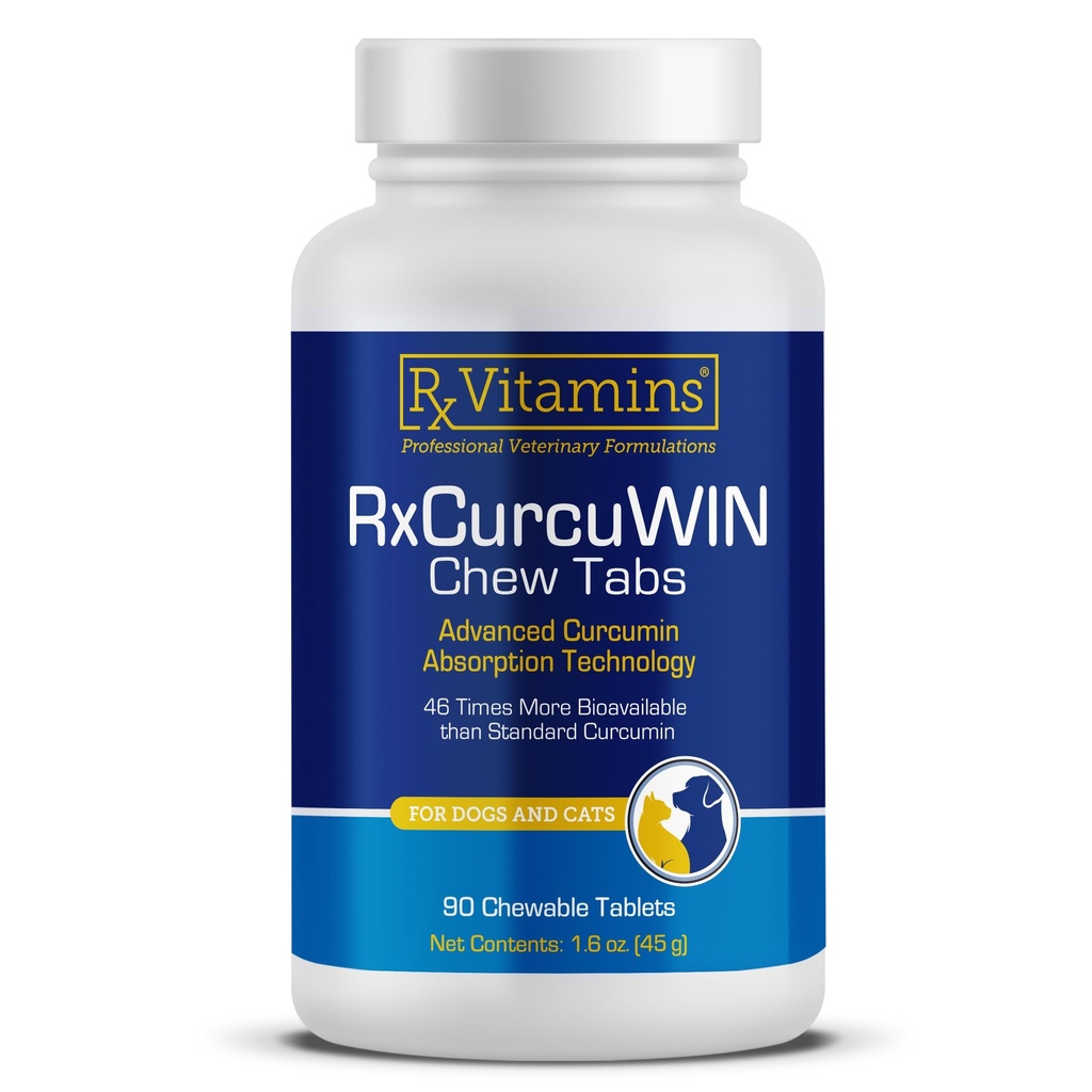 Rx Vitamin CurcuWIN - Curcumin for Dogs & Cats - Vitamin and Suplemen, Allergy Relief - Menyediakan Dukungan Imune & Aids Digetical Suppplemen Gabungan - 90ct
