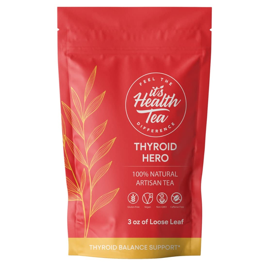 Thyroid Hero - Herbal Tea for Thyroid Fungsi & Keseimbangan Dukungan: 124; 8 Functional Herbs; 124; Caffeine- Kafe Bebas 124; 35 Tea Bags Tersertakan *