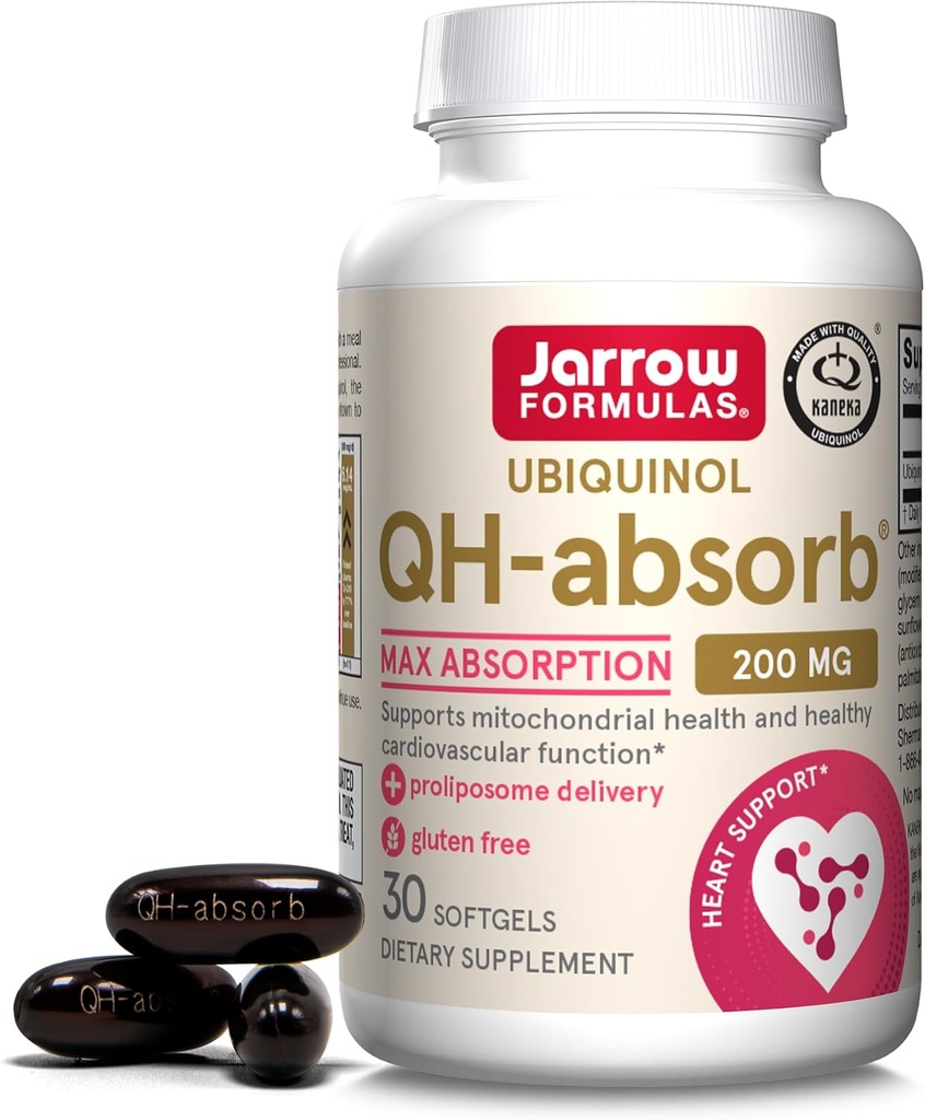 Jarrow Formulas CoQ10 200mg Softgels - 30 Hari Supply, Ubiquinol Co Q 10 Suplemen untuk Kesehatan Kardiovaskular, 30 Softgels