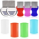 LABOTA 9 Pcs Lice Combs, Flea Combs, Hair Comb Double Sided Fine Tooth Combs, Removal Dandruff Comb dengan Teeth Metal, Stainless Steel Louse dan Nit Comb for Head Lice Treatment