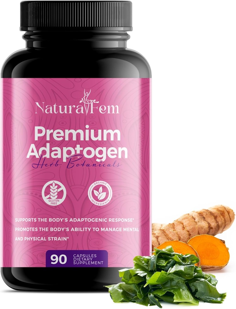 Premium Adaptogens Supports for Women with Herb Botanicals like Rhodiola Rosea Extract, Turmeriic, Maca Root for Better Adaptogenic Response, Focus & Mood Support Suplemen - 90 Capsules