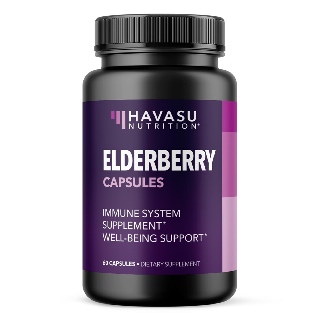 Sambucus Black Elderberry Capsules - Suplemen Dukungan Ammune untuk Dewasa - 400mg Ekstraksi Per Serving untuk Overall Wellness - Vegetarian- Friendly, Non-GMO, Unfeatored - 60 Count, 2 Pasokan Bulan