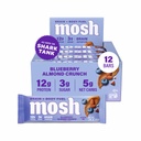 MOSH Blueberry Almond Crunch Protein Bars, High Fiber, Low Carb, Gluten Free, High Protein, Brain Heally Snack, 12 Count