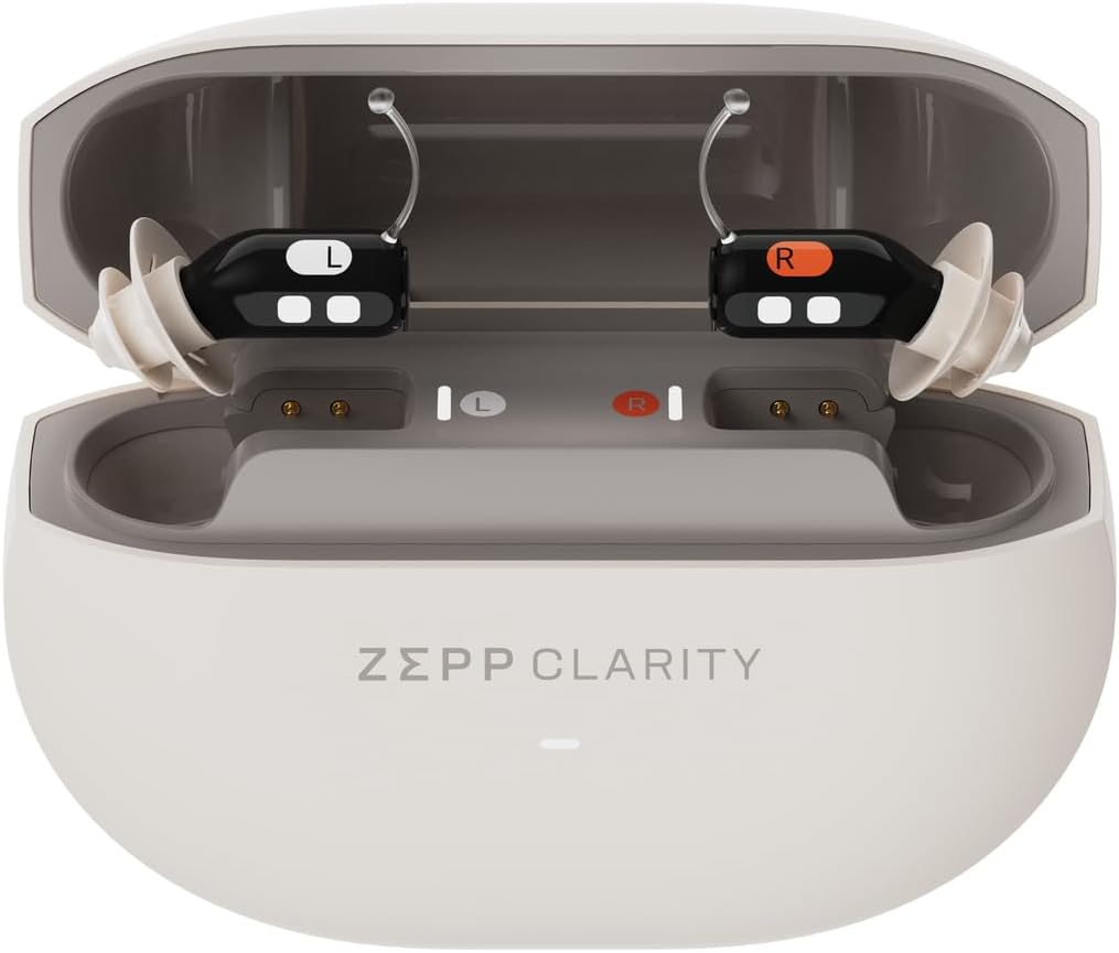 One OTC Hearing Aids for Seniors Dewasa - Hampir Tak Terlihat, Adaptive Sound, 18 HR Battery, Wireless & USB Charging Case, App Control, Lifetime Service & Audiology Care