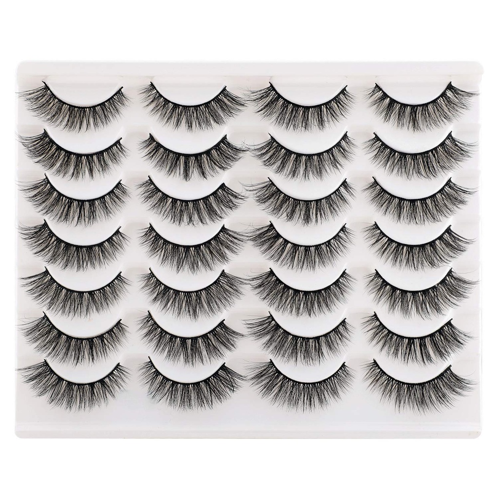 Newcally Lashes Palsu Eyelases Cat Wipepy Natural Faux Lash 14 Pairs Pairs Light Volume Short Fake Eye Lashes Multipack