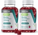 VITEY Biotin Gummies for Hair, Skin, and Nails 5000mcg - Sugar Free - Hair Growth Gummies, Heally Skin Glow, Strong Heally Nail Growth - Vegan, Gluten Free, Gelatin Free- Chewable Raspberry Flavor