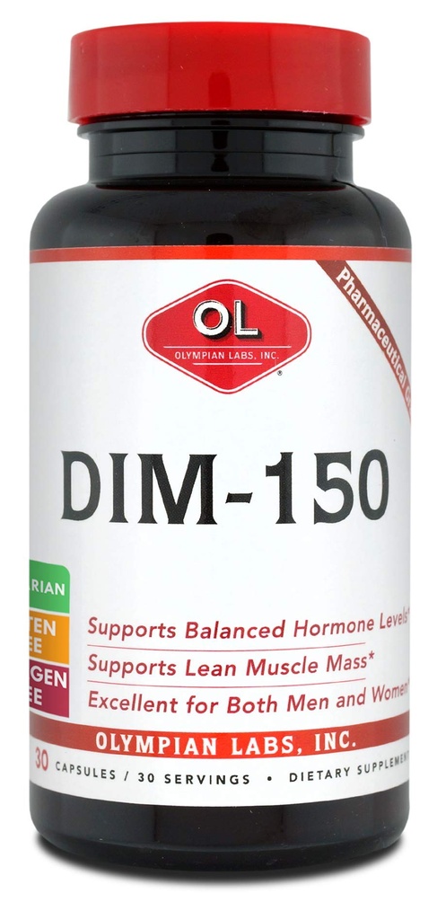 Tambahan DIM Lab Olymsian 150mg - DIM Diindolylmetana 30 Capsule Supply dari DIM untuk keseimbangan Estrogen, Bantuan Menopause Hormone, Perawatan Acne, PCOS, Bodybuilding