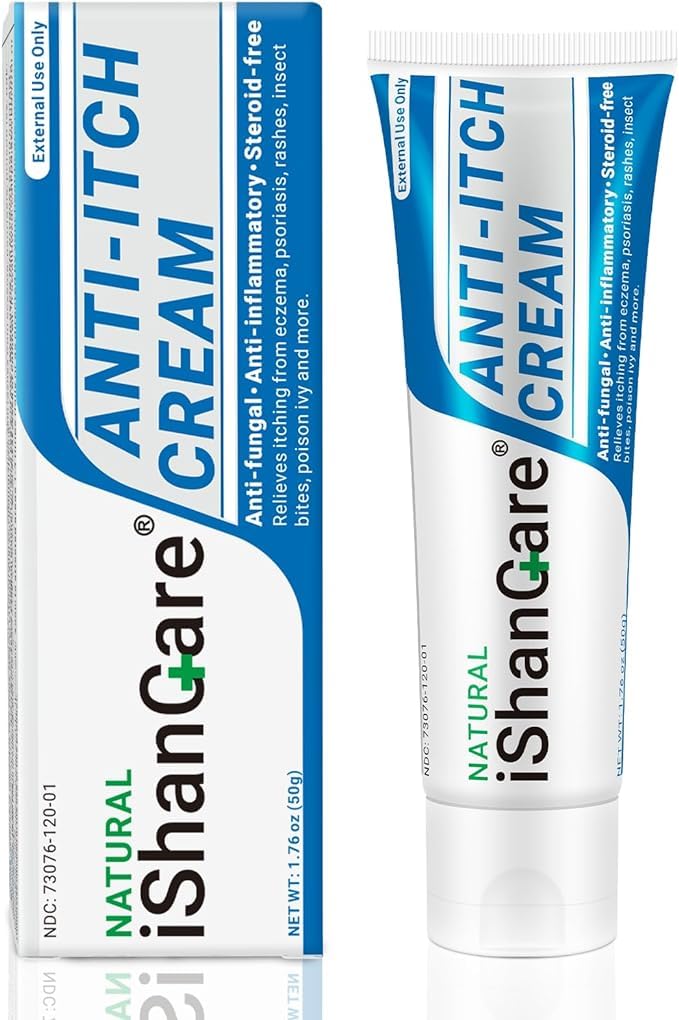 ishancare Anti Itch Soothing Cream Extra Power Skin Itch Relief Oquise, for Full Body Itching Caused by Seasonal Changes, Dermatitis, Eczema, Rash, Psoriasis, Hives, Bits, Poison Ivy, 1.76 oz