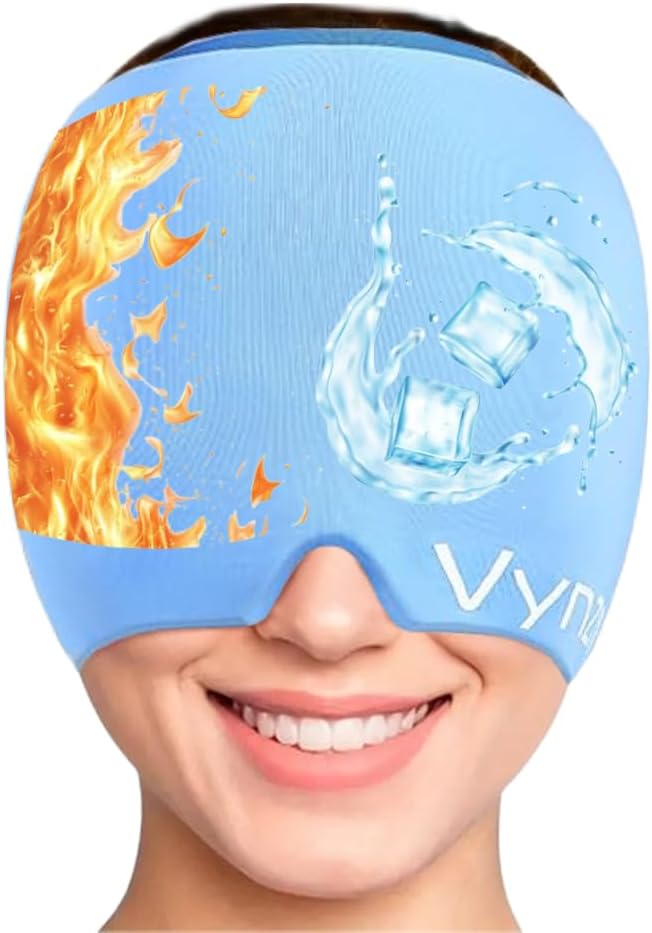 Migraine Relief Cap Miracle Headache Relief Cap360 Hot & Cool Headache Cap Sootthing Odorless Gel Ice Head Chap Upgraded Migrain Cap for Tension, Stress, and Sinus (Biru)