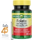 LUAL Spring Valley Membusuk 666 mcg DFE (400 mg Folic Acid) 250 CountBundle 45 Diabetes Didecoded, Folate Supplemen untuk Perempuan