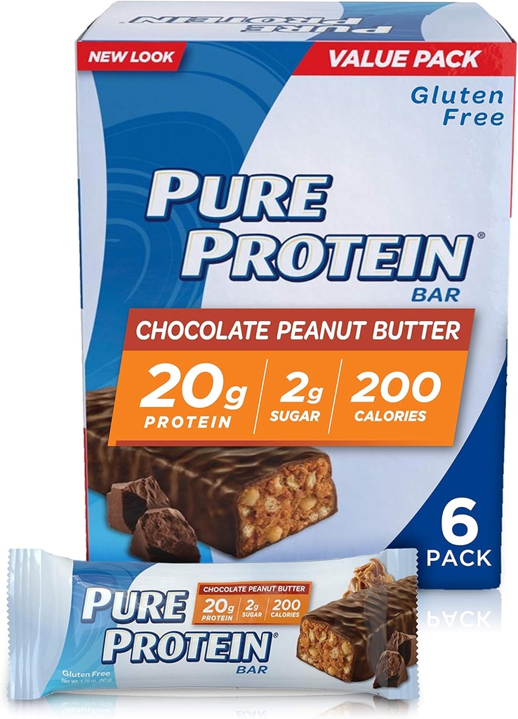 Protein Murni - Protein Tinggi Bar Chocolate Peanut Butter--Protein Bar--20 Grams Protein per bar - Gluten Free - 6- 1.76- Ounce Bars