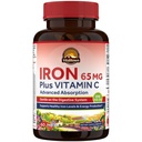 Tambahan Besi Vitalitown untuk Perempuan Pria, Hign Potency Iron dengan Vitamin C 250mg, Kurang Sembelit, Lebih baik untuk Pembangunan Darah & Energi Improvement, Tidak Gluten, Non-GMO 60 Vegan Iron Pills