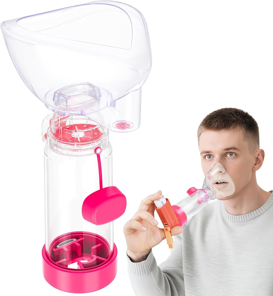 NESSI OTC Spacer Dewasa dengan Mask Spacer dan Mouthpiece Spacer (Pink)