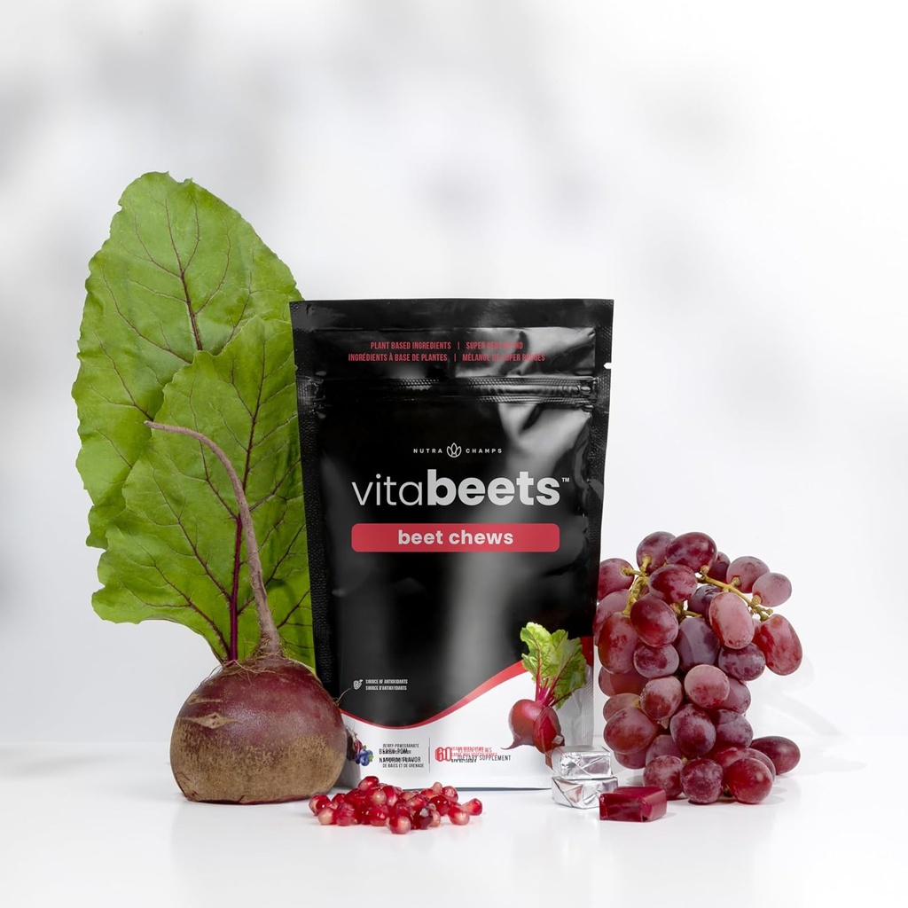 NutraChamps Beet Chews - Akar Beet Dapat 750mg Ekstrak - Penundaan Jantung
