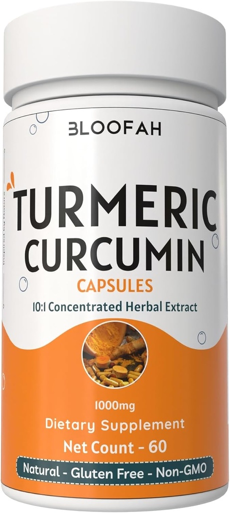 Turmeric Capsules 500mg 124; Curcuma Longa 10: 1 Extract & Powder 124; Black Pepper Extract 5% for Enhanced Absorpsi 124; Herbal Suplemen 124; Non-GMO, Gluten- Free (60 Cacah (Paket 1)