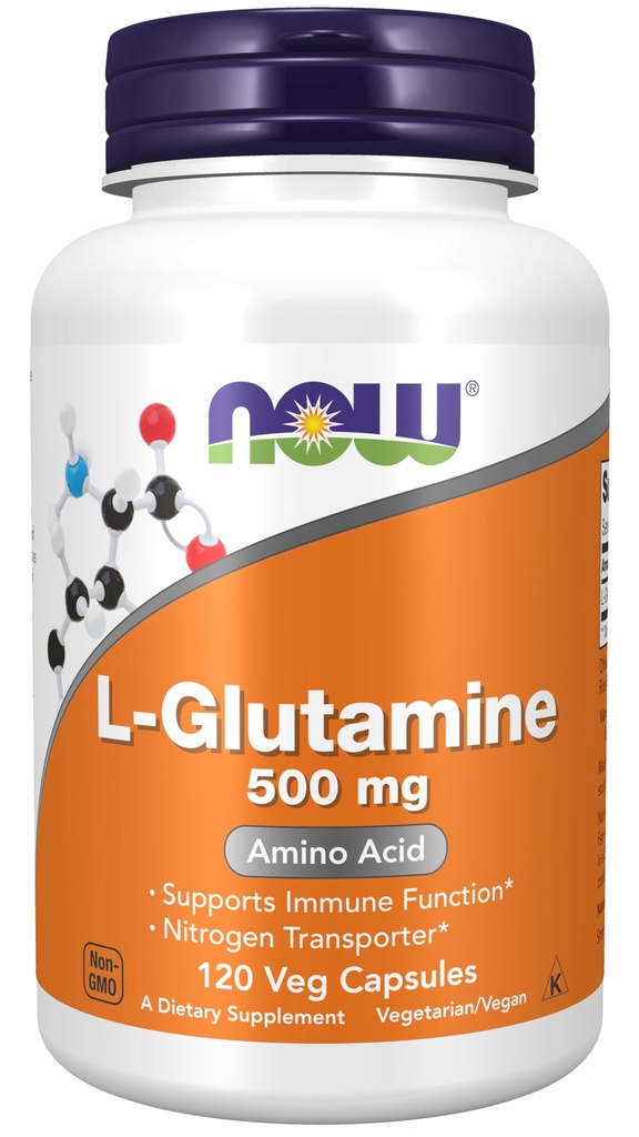 Sekarang Makanan Suplemen, L- Glutamine 500 mg, Transporter Nitrogen *, Amino Acid, 120 Veg Capsules