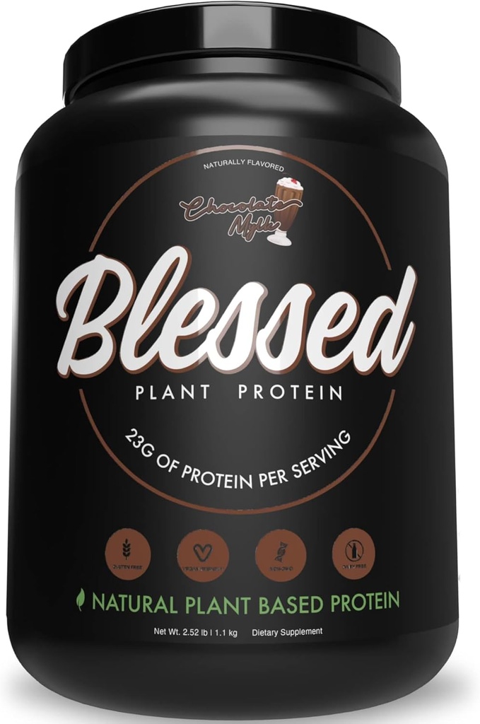 Powder Vegan Protein yang diberkati - Tanaman berbasis Protein Pounder Pengganti Meal Protein Shake, 23g dari Mea Protein Pounder, Dairy Free, Soy Free, No Sugar Added, 30 Servings (Chocolate Mylk)