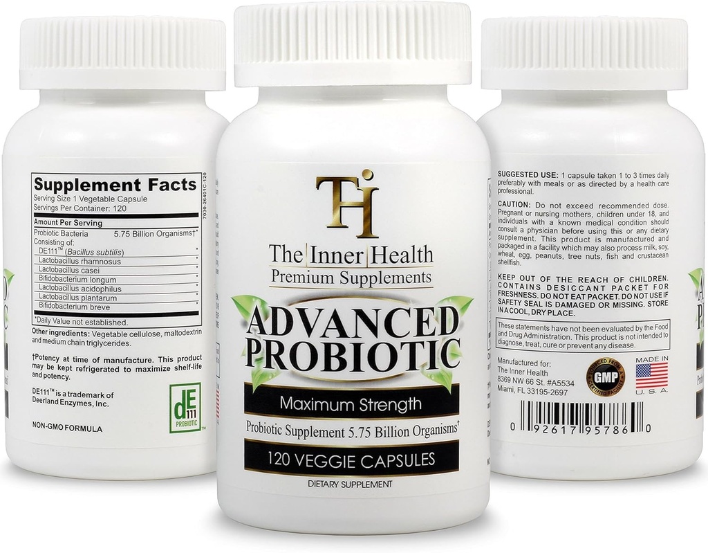 PROBIOTIC Supplemen 5.75 Miliar Organisms-Bacillus Subtilus Bifidobacterium Longum Lácitivillus L.Rhamnosus L.Plantarum-120 Caps