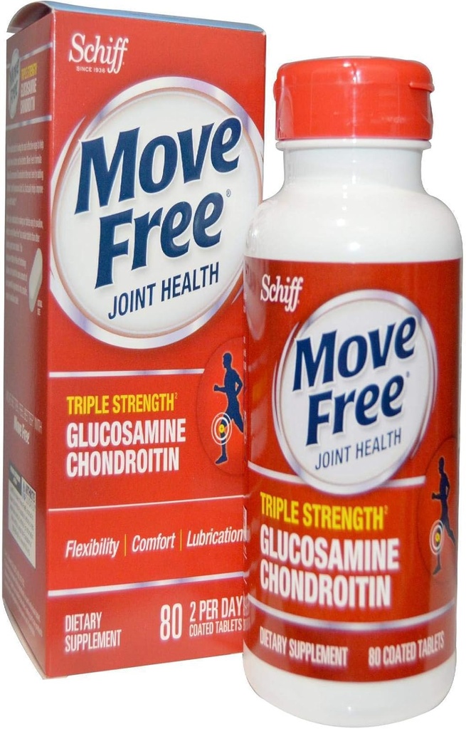 Schiff Move Free Advanced, Triple Power Plus MSM & Vitamin D3, 80 Tablets berlapis