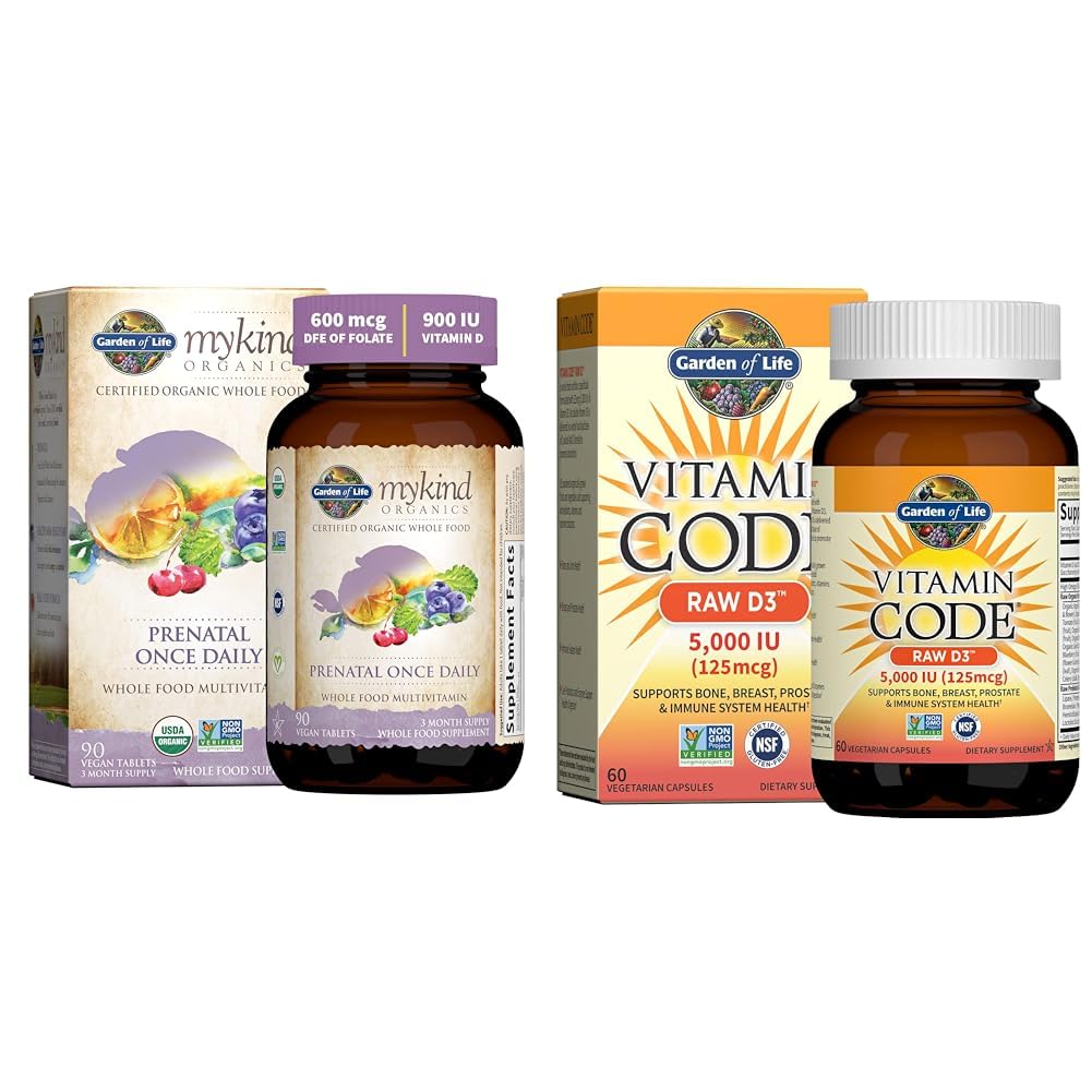 Taman Kehidupan Organik Prenatal Vitamin: Flolate for Energy & Healthy Fetal Development & Vitamin D, Vitamin Code Raw D3, Vitamin D 5.000 IU