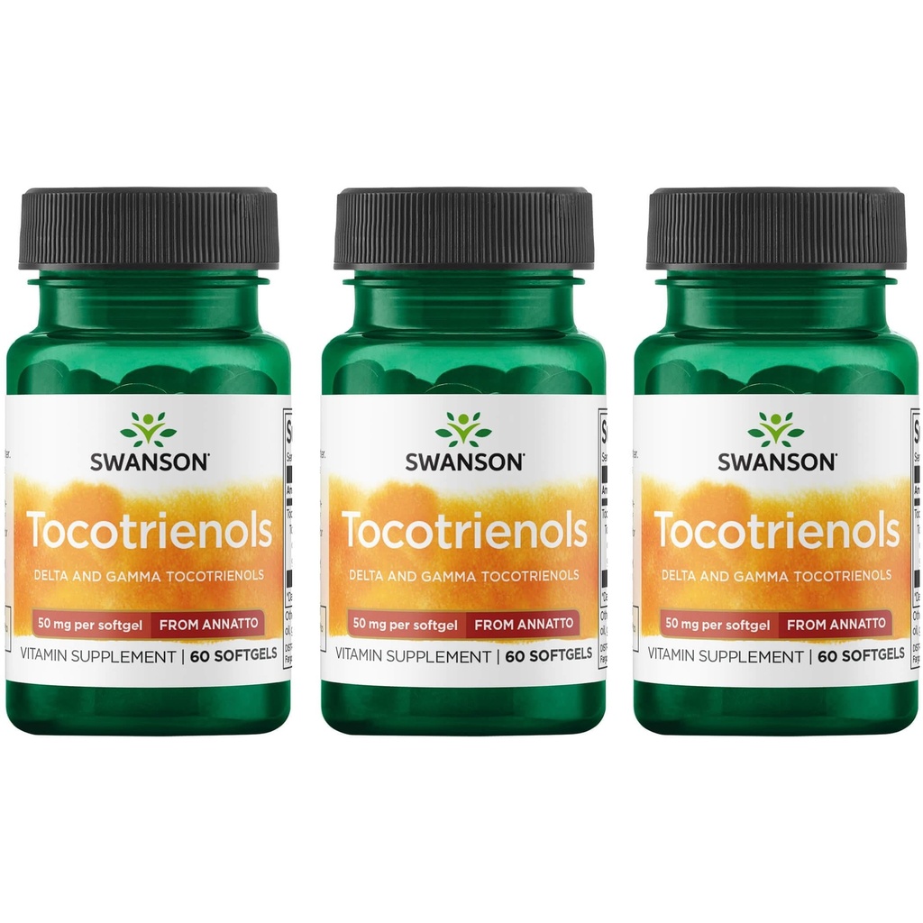 Swanson Deltagold Tocotrienols - Annatto Tocotrienol Free (60 Softgels, 50mg Each) (3 Pack)