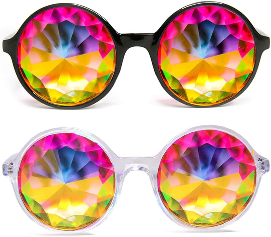 GloFX Kaleidoskop Glasses 124; Lighweight Crystal EDM Festival Diffraction 124; 2 Pack of Rave