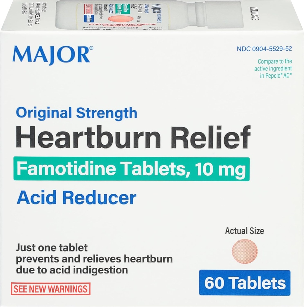 Mayor Original Heartburn Relief - Famotidine Tablet, 10 mg - Acid Reducer - 60 tablet