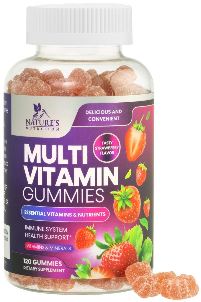 Multivitamin Gummies for Adules, Daily Gummy Vitamin & Minemins with Vitamin A, C, D, B12 for Women & Men, Imune Dummune Multivitamin Suppplemen, Adult Multi VIT Vitamin - 120 Gummies