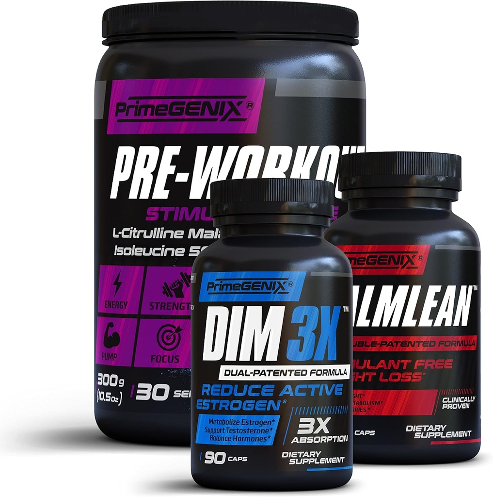 Ayah BOD 2 Gym BOD Stack 124; DIM 3X, CalmLean & Stimulant Free Pre-Workout 124; Dukung W8p Loses 124; Boost Energy 124; Dibuat di USA
